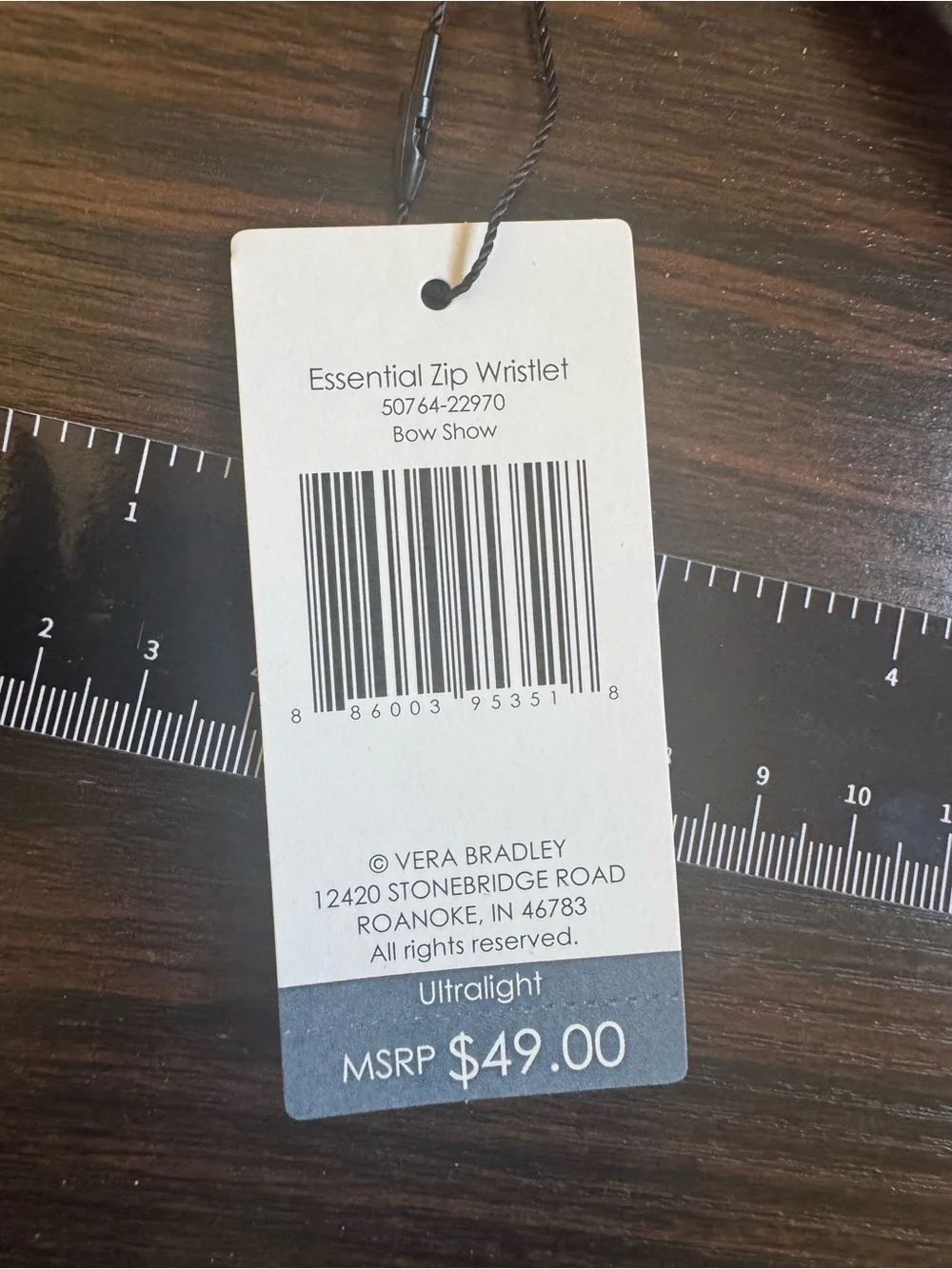 NWT Vera Bradley Ultralight Essential Zip Wristlet Wallet Pouch Bow Show